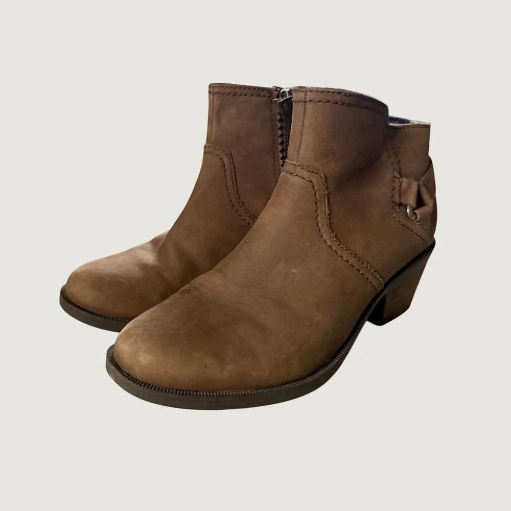 Teva De La Vina Brown Leather Ankle Boots Floral Lining Womens 6.5 1008317